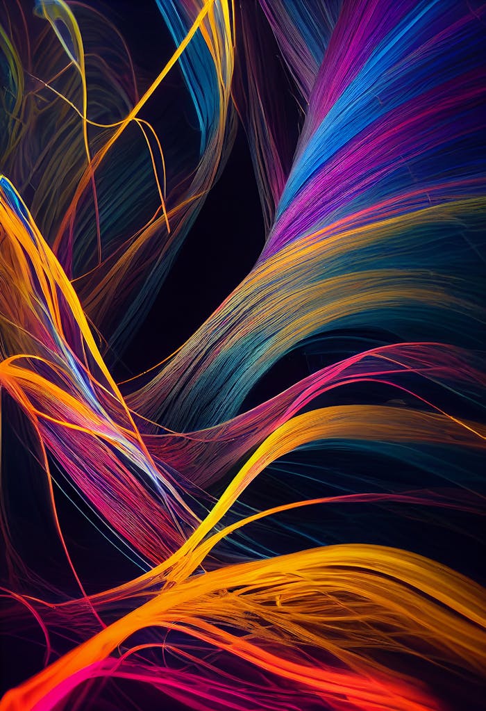 Colorful abstract light streaks creating a vibrant and dynamic visual impact against a dark background.