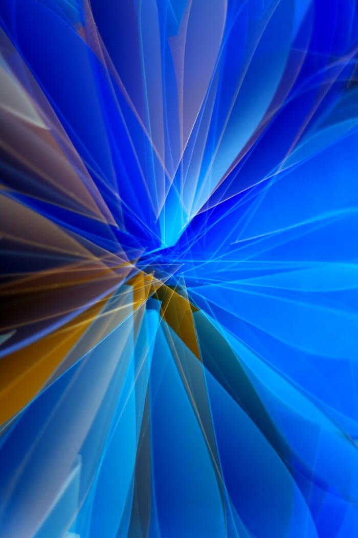 Mesmerizing abstract design with vibrant blue and orange fractal patterns, perfect for artistic use.